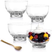 Wholesale - 4pc GLASS DESSERT BOWLS W/SPOONS, UPC: 850022870101
